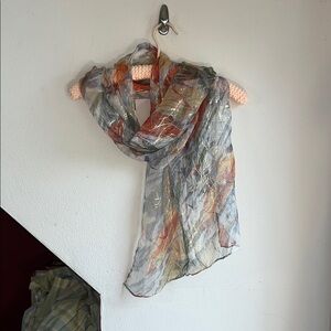 Multicolor Sheer Scarf with Gold‎ highlight